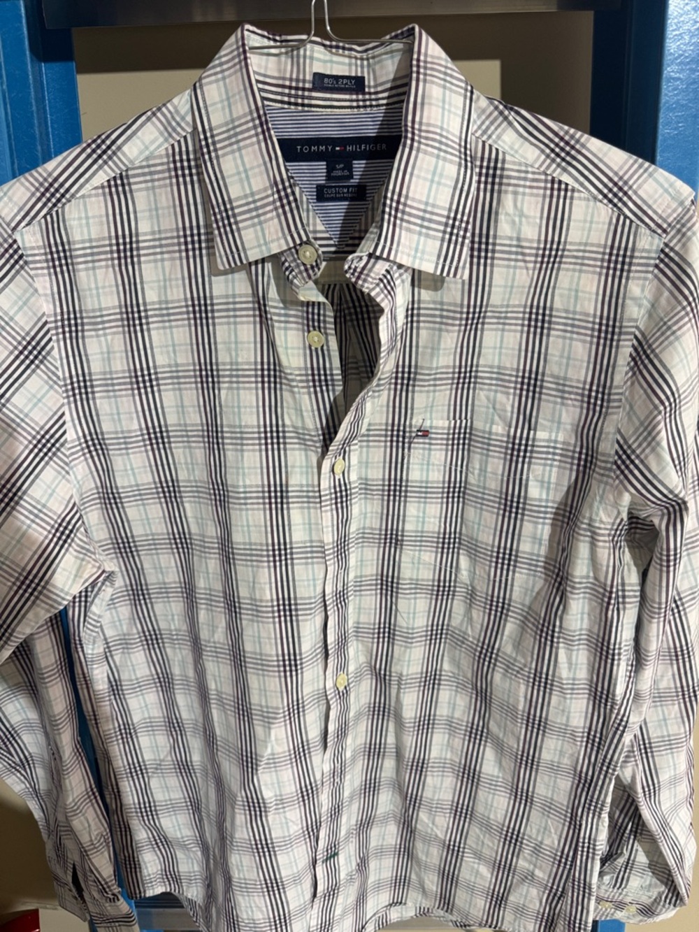 Tommy Hilfiger Men's White Plaid Button-Down Shirt
